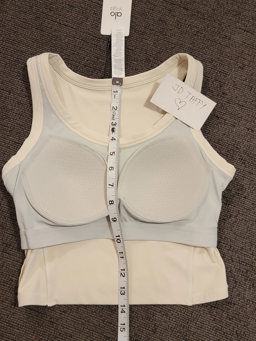 Alo Yoga Beige/Cream Cropped Tank Top with Built-In Bra & Non-Removable Pads